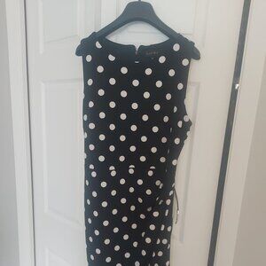 LAURA Black & White Polka dot dress  SIZE 16  NWT